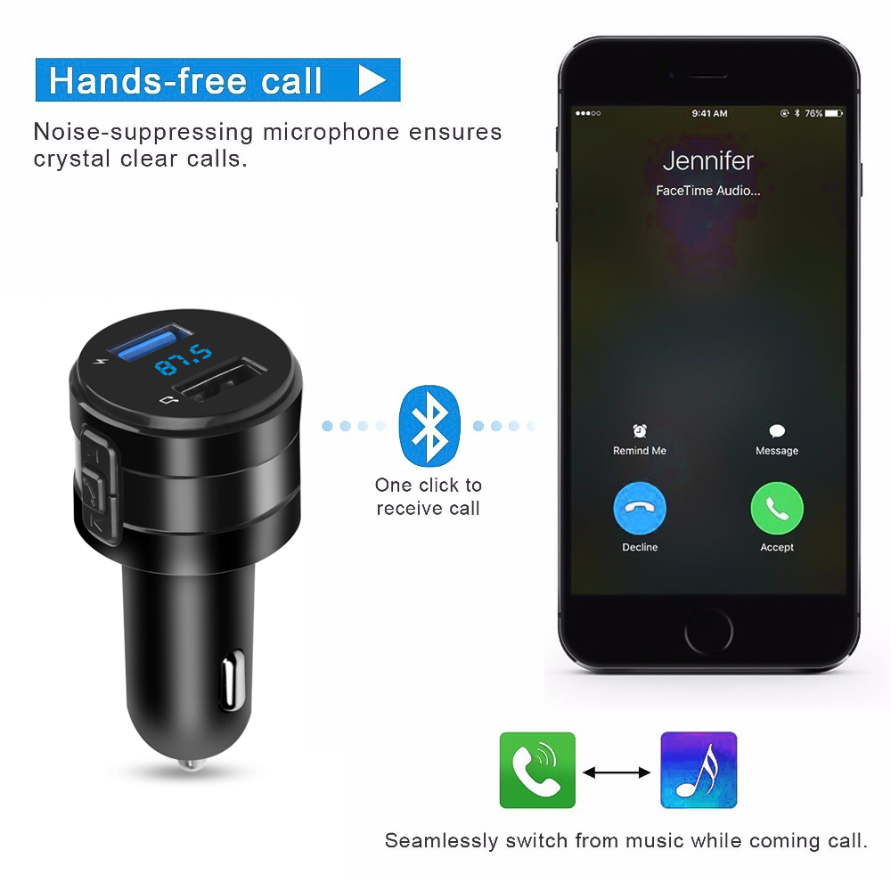 Bluetooth 4.2 FM Transmitter C - Robot Bluetooth Car 评论和价格