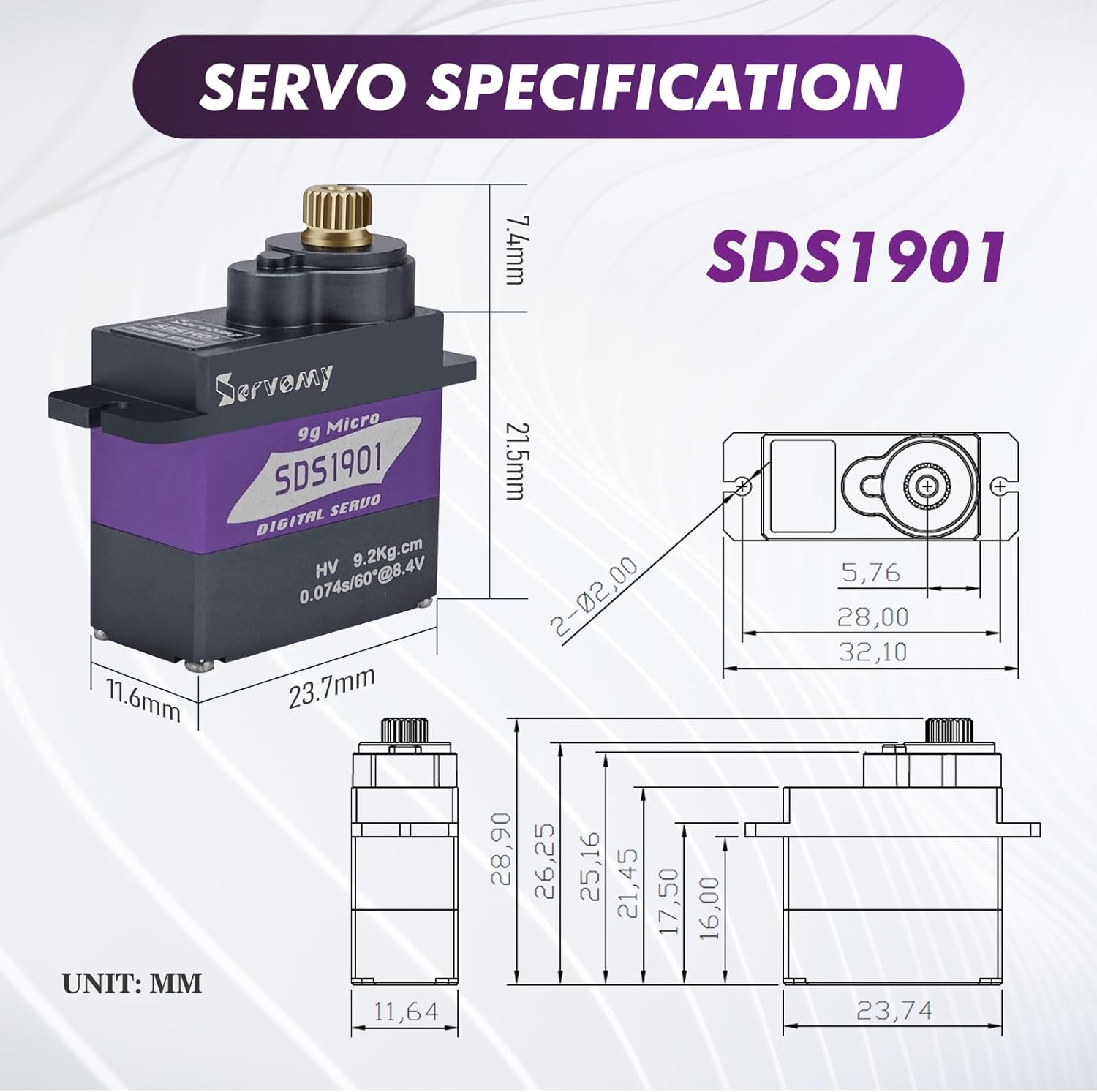 SERVOMY-SDS1901 Digital 9G Mic - Arduino Robot 评论和价格